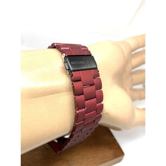 Michael Kors Men's Watch MK9061 Slim Runway Quartz Black Dial Red Steel 44mm - Picture 10 of 14